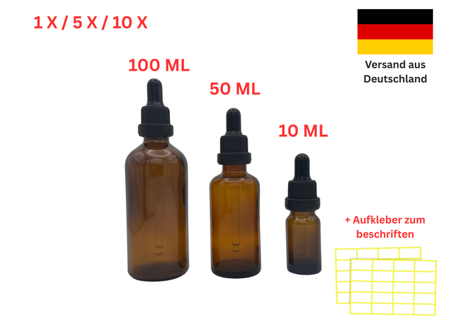 Brown glass bottle with dropper