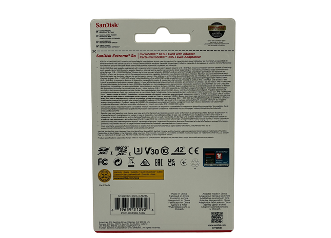 SANDISK 512GB Extreme Go Micro SDXC Card (For Android Smartphones and Tablets, Action Cams, Drones, UHS-I, up to 200 MB/s 5K, 4K UHD, Rescue Pro Deluxe, V30, Class 10, U3)