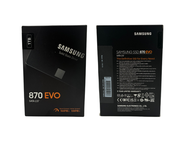 Samsung 870 EVO SATA III 2,5 Zoll SSD, 1 TB, 560 MB/s Lesen, 530 MB/s Schreiben, Interne SSD, Festplatte für schnelle Datenübertragung, MZ-77E1T0B/EU