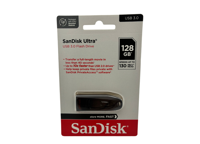 SanDisk Ultra USB 3.0 Flash-Laufwerk 128 GB (SecureAccess Software, Passwortschutz, Übertragungsgeschwindigkeit von bis zu 130 MB/s) Schwarz