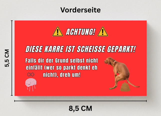 Falschparker Visitenkarte zum Ausfüllen mit Grund